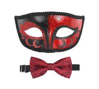 HyperFun Masquerade Mask for Men with Bow Tie Venetian Mens Masquerade Mask for Halloween Mardi Gras Prom Ball Party