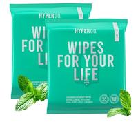 HyperGo Quick Mint Cooling Body Wipes - Gym, Hiking, Travel, Camping, Post Workout - Biodegradable Wipes, All-Natural Ingredients, 12 x 12 Inches, 20 Pack