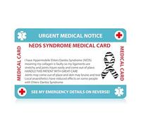 Hypermobile Ehlers-Danlos Syndrome (hEDS) Medical Card, hEDS Card with Writable Panel and Patterned Lanyard, hEDS Emergency Contact Card