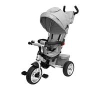 HyperMotion Kids Tricycle with Control Handle for Parents, Tobi Spiner, with Seat Belts, Comfortable Saddle, Inflatable Wheels, First Bike for Boys and Girls, Grey