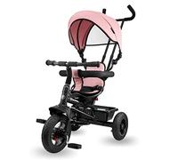 HyperMotion Toddler Tricycle with Parent Handle - Adjustable Push Bar Trike for Ages 1-4, Removable Canopy & Safety Belt - Lightweight Kids Bike with Storage Basket (Pink)