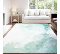 Hyperrealistic Dreamy Soft Storybook Tranquil Therapeutic Area Rug 120 x 170 cm Washable Rugs Carpet Indoor Non-Slip Floor Mat Cyan White Forest Garden Pathway Floor Carpet for Bedroom
