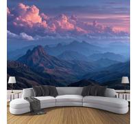 Hyperrealistic Landscape Photo Wallpaper - 350x256cm Wall Mural Valley Cloud Sea Landscape 3D Effect Art Print Silk Wall Covering for Office Bedroom Living Room Sofa TV Background Decor, Dark Blue