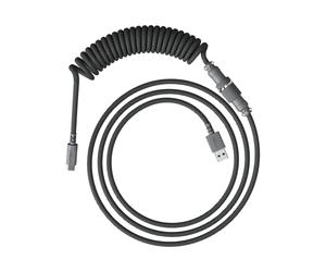 HyperX Coiled Cable - Durable Coiled Cable, Stylish Design, 5-Pin Aviator Connector, USB-C to USB-A - Grey