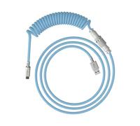 HyperX Coiled Cable - Durable coiled cable, Stylish design, 5-Pin Aviator Connector, USB-C to USB-A,Light Blue/White
