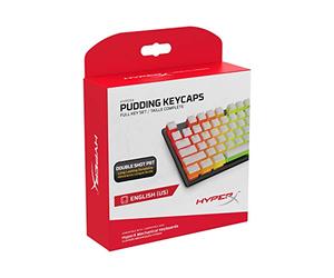 HyperX Pudding Keycaps - Full Key Set - PBT - {White} - English (US) Layout - 104 Key, Backlit, OEM Profile