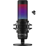 HyperX QuadCast S - RGB USB Condenser Microphone for PC, PS4, PS5 and Mac, Anti-Vibration Shock Mount, 4 Polar Patterns, Pop Filter, Gain Control, Gaming, Streaming, Podcasts, Kwalicable Micro SD Card