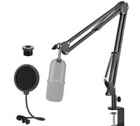 HyperX SoloCast Mic Boom Arm Stand with Pop Filter, Adjustable Microphone Stand with Upgraded Desk Table Mount Clamp for HyperX SoloCast Condenser Microphone by Rigych