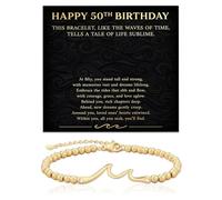 HYPESTYLE Happy Birthday Wave Charm Bracelet for Women The Waves of Life We've Through Together Birthday Gifts Idea Wave Bracelet for Gramma Mother Sister Friend, One Size, Stainless Steel, no