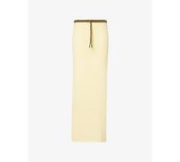 Hyphen Womens Hyphen Crochet-Knit Cotton-Blend Maxi Skirt Lemon 10