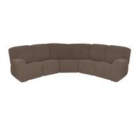 HYPIQQ L Shape Sectional Recliner Sofa Cover - 5 Seat 7 Piece Stretch Reclining Couch Protector for L Shape Furniture, Taupe