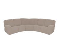 HYPIQQ L Shape Sectional Recliner Sofa Cover - 5 Seat 7 Piece Stretch Reclining Couch Protector for L Shape Furniture, Khaki