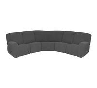 HYPIQQ L Shape Sectional Recliner Sofa Covers 5 Seat 7 Piece Stretch Reclining Couch Covers for Reclining L Shape Sofa Furniture Protector Cover,Dark Grey,5 Seat