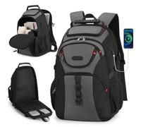 HYPIQQ Laptop Backpack for Business Travel Water Resistant 17" Computer Bag Men Women, Carry On Backpack with Luggage Sleeve,Black and gray