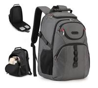 HYPIQQ Laptop Backpack for Business Travel Water Resistant 17" Computer Bag Men Women, Carry On Backpack with Luggage Sleeve,Gray