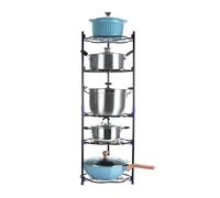 HYPIQQ Pan Stands for Saucepans Stand Pan Stand Kitchen Pans Pots Storage Shelf Organizer Holder Standing Rack Saucepan Stand,Black,5 tiers