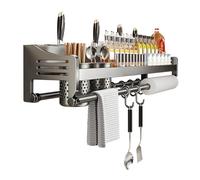 HYPIQQ Wall Mounted Spice Rack with Spices Included Spice Shelf Spices Organizer with Paper Towel Holder,Gray,60cm 2cups