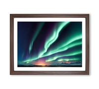Hypnotic Aurora Borealis Framed Print | A4 Walnut Framed Wall Art | Ready to Hang | Modern Landscape Picture | Living Room Bedroom Lounge Office