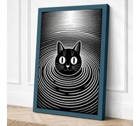 Hypnotic Cat Geometric Canvas Wall Art Print 24x16 Inch (61 x 41 cm)