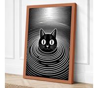 Hypnotic Cat Geometric Canvas Wall Art Print 24x16 Inch (61 x 41 cm)