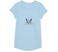 Hypnotic Cat Typography Art Print Feline Lovers Decor T-Shirt, Girls, Baby Blue, Medium
