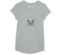 Hypnotic Cat Typography Art Print Feline Lovers Decor T-Shirt, Girls, Heather Grey, Medium