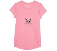 Hypnotic Cat Typography Art Print Feline Lovers Decor T-Shirt, Girls, Pink, Medium