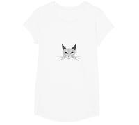 Hypnotic Cat Typography Art Print Feline Lovers Decor T-Shirt, Girls, White, Medium