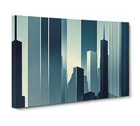 Hypnotic City Skyline Architecture Canvas Print | Gallery Wrapped 30mm Frame Wall Art | 30x20 inches | Ready to Hang | Contemporary Cityscape Picture | Living Room Bedroom Lounge Office