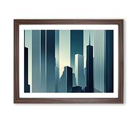 Hypnotic City Skyline Architecture Framed Print | A4 Walnut Framed Wall Art | Ready to Hang | Modern Cityscape Picture | Living Room Bedroom Lounge Office