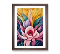 Hypnotic Flowers Abstract Framed Print | A3 Walnut Framed Wall Art | Ready to Hang | Abstract Floral Picture | Living Room Bedroom Lounge Office