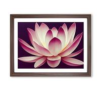 Hypnotic Lotus Flower Framed Wall Art Print A2 Walnut