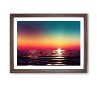 Hypnotic Ocean Sunset Framed Print | A3 Walnut Framed Wall Art | Ready to Hang | Modern Nautical Picture | Living Room Bedroom Lounge Office