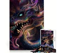 Hypnotic Space Dragon 1000 Pieces Puzzles for Teenagers Serene Game Smooth Joint Pattern Build (50x75cm)
