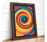 Hypnotic Spiral Geometric Framed Wall Art Print A3 (42×29.7cm) Walnut,