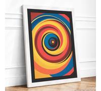 Hypnotic Spiral Geometric Framed Wall Art Print A3 (42×29.7cm) White,
