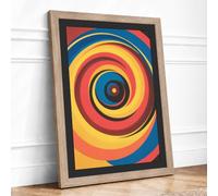 Hypnotic Spiral Geometric Framed Wall Art Print A4 (29.7×21cm) Oak, Wall