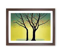 Hypnotic Trees Framed Print | A4 Walnut Framed Wall Art | Ready to Hang | Modern Floral Picture | Living Room Bedroom Lounge Office