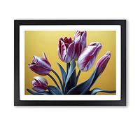 Hypnotic Tulip Flowers WHT Framed Print | A4 Black Framed Wall Art | Ready to Hang | Modern Floral Picture | Living Room Bedroom Lounge Office