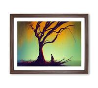 Hypnotic Weeping Willow Tree Framed Print | A4 Walnut Framed Wall Art | Ready to Hang | Modern Floral Picture | Living Room Bedroom Lounge Office