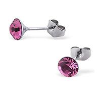 Hypo-Allergenic Rose Pink Crystal Surgical Stainless Steel Stud Earrings by Kate Benson