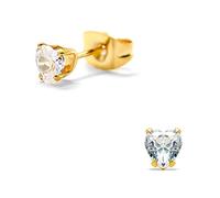 Hypo-Allergenic Surgical Stainless Steel Stud Earrings with 4mm Love Heart CZ Crystals & IP Gold Plating by Kate Benson