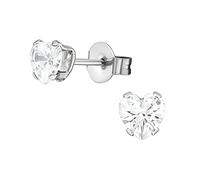 Hypo-Allergenic Surgical Stainless Steel Stud Earrings with 5mm Love Heart CZ Crystals by Kate Benson