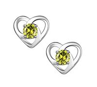 Hypoallergenic 925 Sterling Silver Celtic Knot August Birthstone Yellow Earrings, Birth Stone Jewelry Dainty Cute Stud Heart Shaped Hoop Earrings for Women Teen Girls