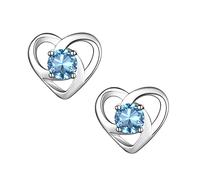 Hypoallergenic 925 Sterling Silver Celtic Knot Blue Aquamarine March Birthstone Earrings, Birth Stone Jewelry Dainty Cute Stud Heart Shaped Hoop Earrings for Women Teen Girls