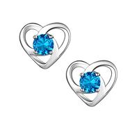 Hypoallergenic 925 Sterling Silver Celtic Knot December Birthstone Blue Earrings, Birth Stone Jewelry Dainty Cute Stud Heart Shaped Hoop Earrings for Women Teen Girls
