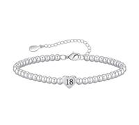 Hypoallergenic Adjustable Bead 925 Silver Heart Bracelets,18th Birthday Bracelet Gifts for Girls Silver Bead Bracelet,Jewellery with Heart Presents,for 18 Year Old Girls Sweet 18 Birthday Card Gift Id