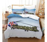 Hypoallergenic Bedding Set Chinook With The Union Jack, Cozy Bedspread 3D Printed Military Helicopter Quilt Cover Double（200x200cm）, Microfiber Duvet Cover for Kids & Adults with Pillowcase