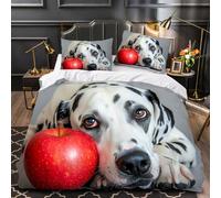 Hypoallergenic Bedding Set Dog Double Bed Duvet Cover with Pillowcases Dalmatian Printed Bedding Quilt Cover Set 3 Pieces Soft Microfiber for Teens and Adults Double 200X200 cm