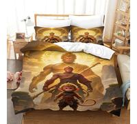 Hypoallergenic Bedding Set Sun WuKong, Cozy Bedspread 3D Printed The Monkey King Quilt Cover Double(200x200cm), Microfiber Duvet Cover for Kids & Adults with Pillowcase